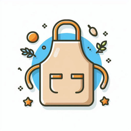 Kitchen apron icon in flat line style. Vector illustration.のイラスト素材