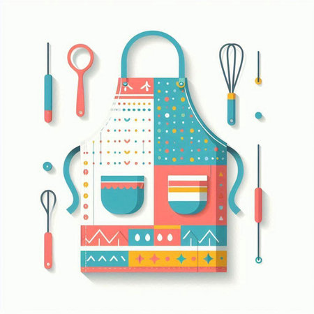 Kitchen tools and utensils. Vector illustration in flat style.のイラスト素材