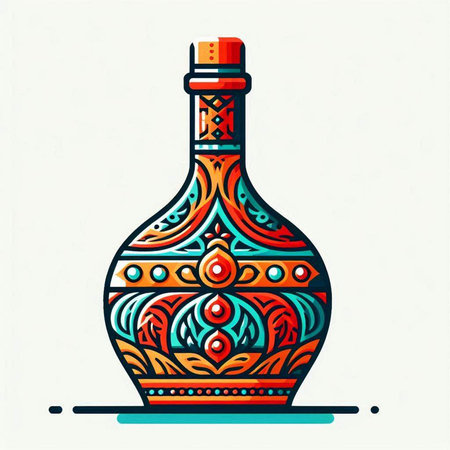 Vector illustration of a bottle with a pattern on a white background.のイラスト素材