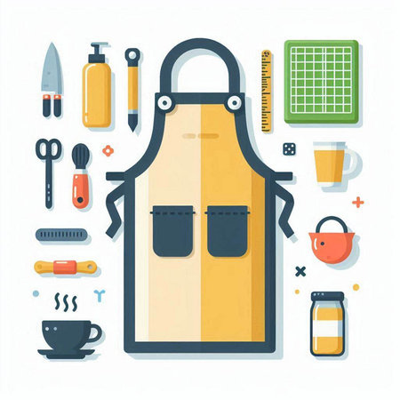 Kitchen tools and utensils. Vector illustration in flat styleのイラスト素材