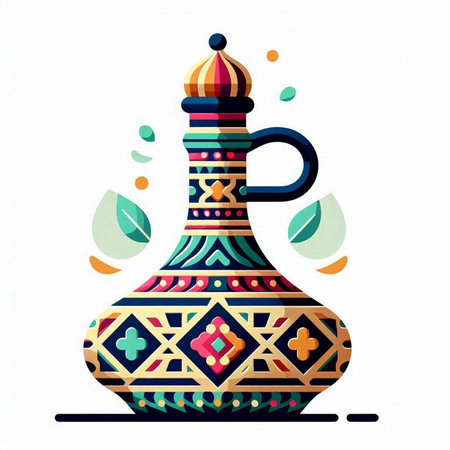 Colorful vector illustration of a vase with a pattern on a white backgroundのイラスト素材