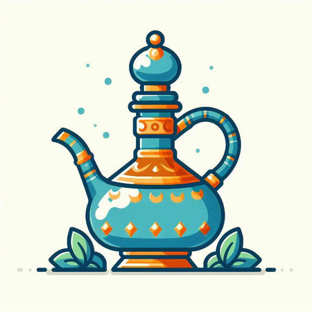 Arabic teapot. Vector illustration in flat cartoon style.のイラスト素材