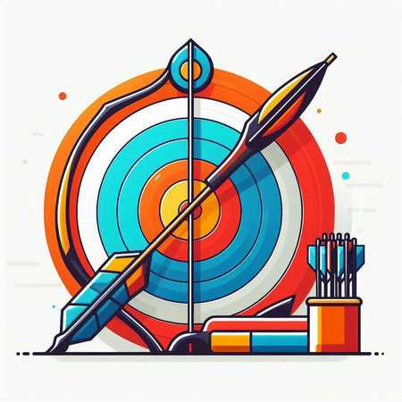 Archery target with arrows. Flat style vector illustration. Modern colorful concept.のイラスト素材