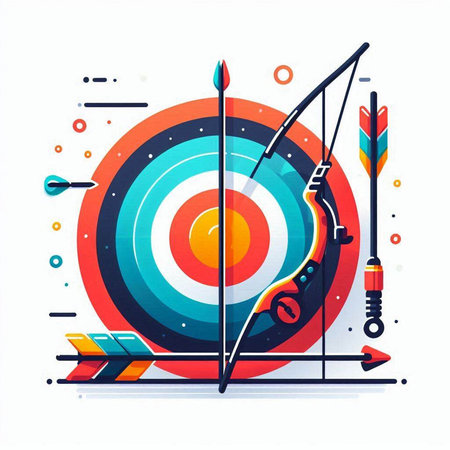 Archery target with arrows. Archery sport concept. Vector illustration.のイラスト素材