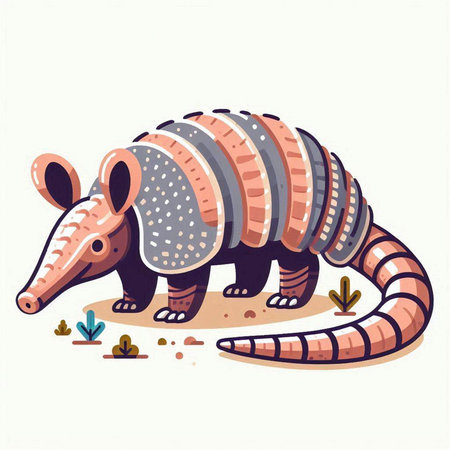 Cute cartoon armadillo. Vector illustration on white background.のイラスト素材
