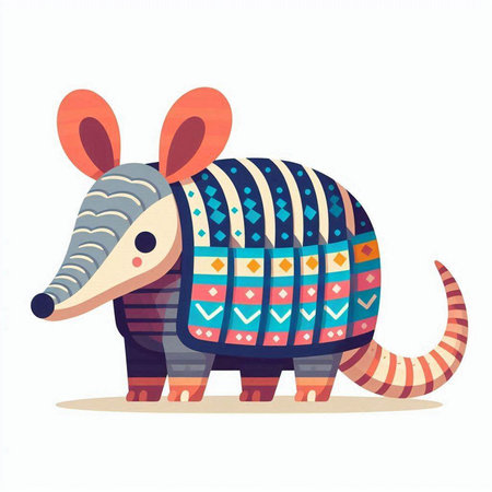 Armadillo animal. Cute cartoon character. Vector illustration.のイラスト素材