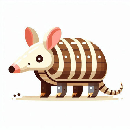 Armadillo isolated on white background. Cute cartoon vector illustration.のイラスト素材