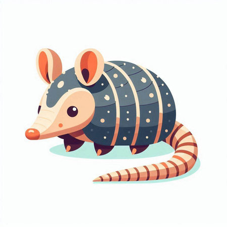 Cute cartoon armadillo isolated on white background. Vector illustration.のイラスト素材