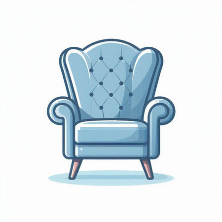 Illustration of the armchair in blue color on a white backgroundのイラスト素材
