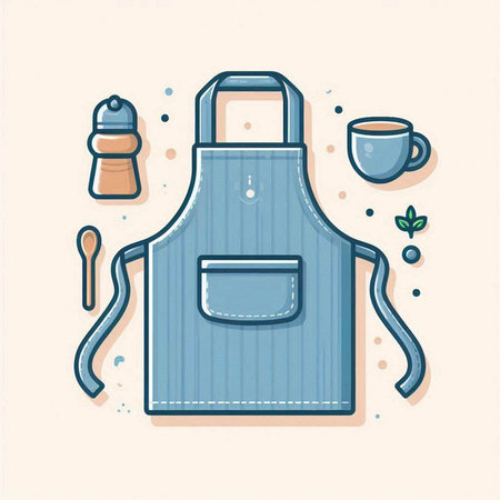 Vector illustration of apron with kitchen utensils for cooking.のイラスト素材