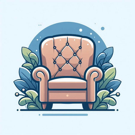 Comfortable armchair with floral ornament. Vector illustration in cartoon style.のイラスト素材