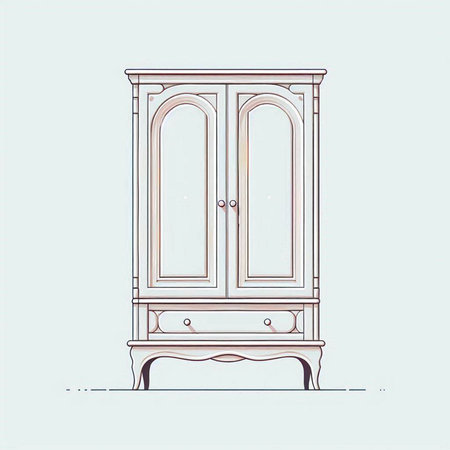 Cupboard in retro style. Vintage furniture. Vector illustration.のイラスト素材