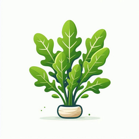 Illustration of a green plant in a pot on a white backgroundのイラスト素材