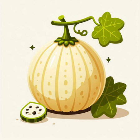 pumpkin with green leaves, vector illustration, eps10のイラスト素材