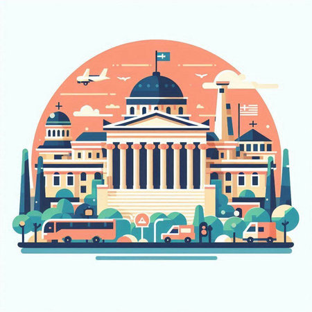 Flat design style vector illustration of Washington DC. United States of America.のイラスト素材
