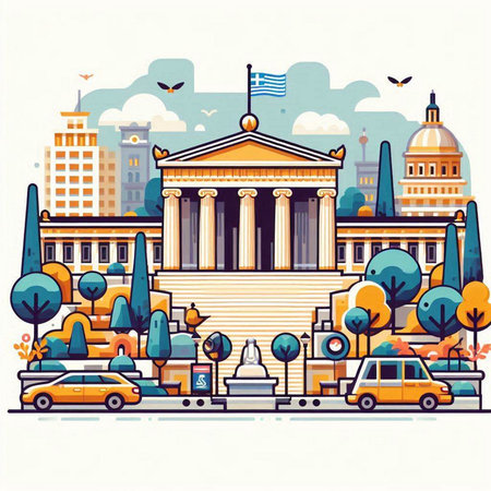 Vector illustration of United States Supreme Court building in Washington DC, USAのイラスト素材