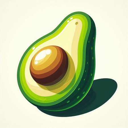 Avocado fruit vector illustration. Isolated on a white background.のイラスト素材