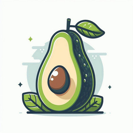 Avocado fruit vector illustration. Avocado icon. Avocado vector illustrationのイラスト素材