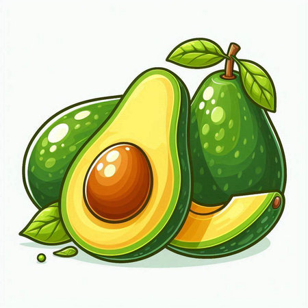 Avocado fruit isolated on white background. Vector illustration. Eps 10のイラスト素材