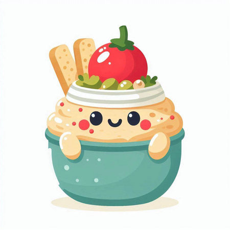 Cute funny kawaii pate in bowl. Vector illustrationのイラスト素材