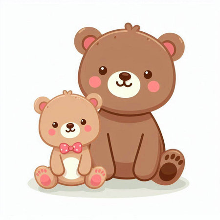 Teddy bear and teddy bear. Cute cartoon vector illustration.のイラスト素材