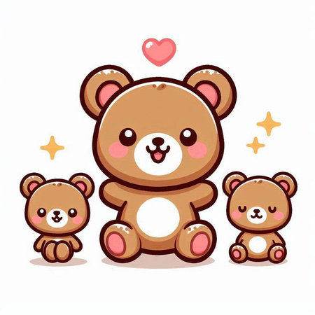 Cute teddy bear family in love. Vector cartoon character illustration.のイラスト素材