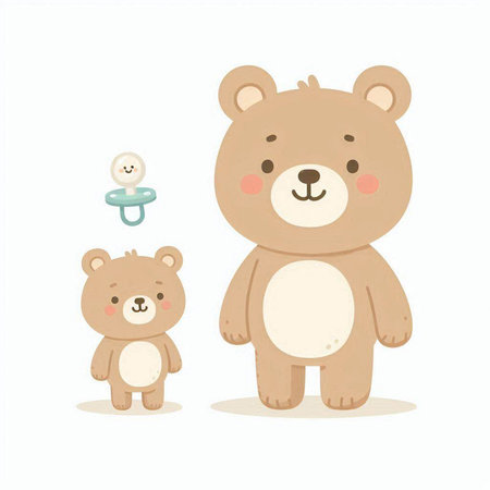 Cute teddy bear with a pacifier. Vector illustration.のイラスト素材