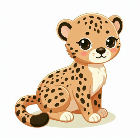 Cute cartoon cheetah isolated on white background. Vector illustration.のイラスト素材