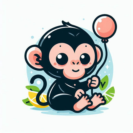 Cute cartoon monkey. Vector illustration isolated on a white background.のイラスト素材