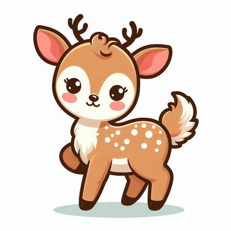 Cute little deer isolated on a white background. Vector illustration.のイラスト素材