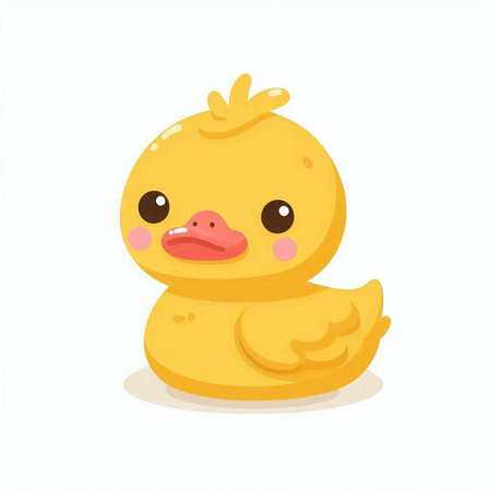 Cute yellow rubber duck isolated on white background. Vector illustration.のイラスト素材