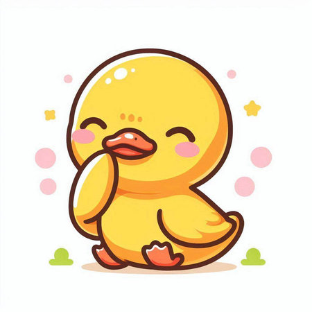 Cute yellow duckling. Vector illustration. Isolated on white background.のイラスト素材