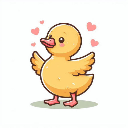 Cute cartoon duckling isolated on white background. Vector illustration.のイラスト素材
