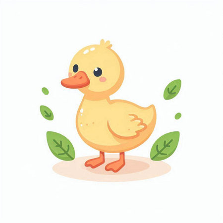 Cute duckling. Vector illustration. Isolated on white background.のイラスト素材
