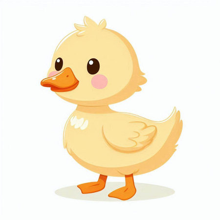 Cute cartoon duckling. Vector illustration isolated on white background.のイラスト素材