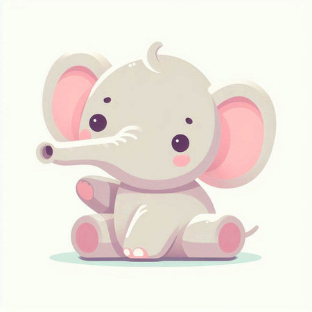 Cute cartoon elephant isolated on a white background. Vector illustration.のイラスト素材
