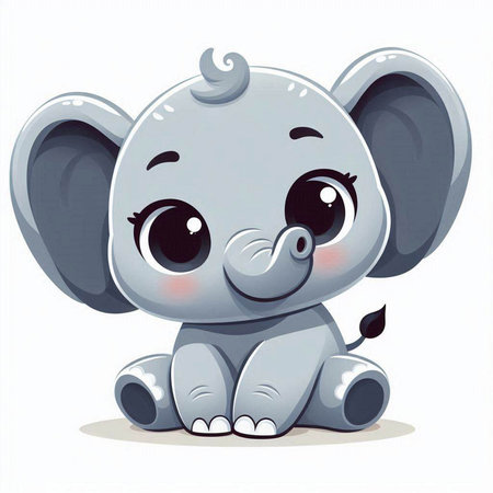 Cute baby elephant isolated on a white background. Vector illustration.のイラスト素材