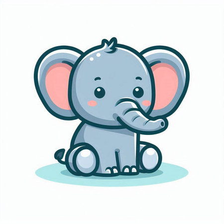 Cute cartoon elephant. Vector illustration isolated on a white background.のイラスト素材