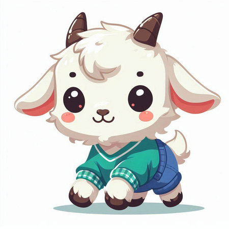 Cute cartoon goat. Vector illustration isolated on a white background.のイラスト素材