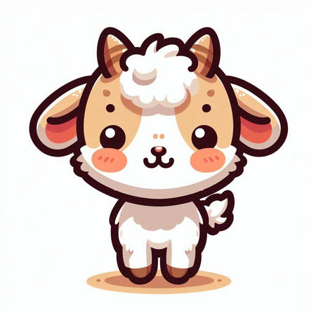 Cute cartoon sheep. Vector illustration isolated on a white background.のイラスト素材