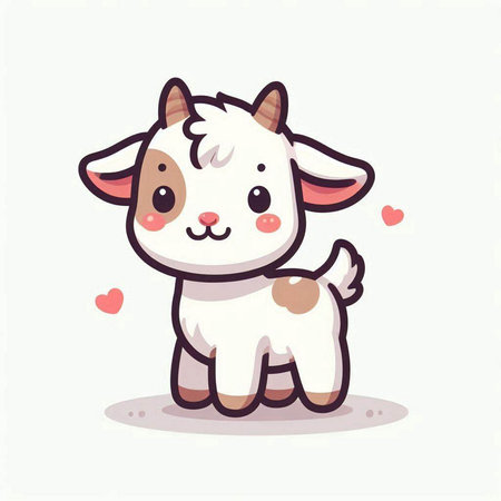 Cute goat cartoon vector illustration. Cute farm animal character.のイラスト素材