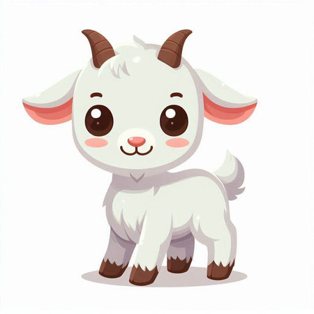 Cute cartoon goat. Vector illustration isolated on a white background.のイラスト素材