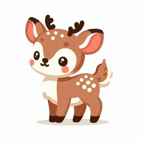 Cute cartoon deer on a white background. Vector illustration in a flat style.のイラスト素材