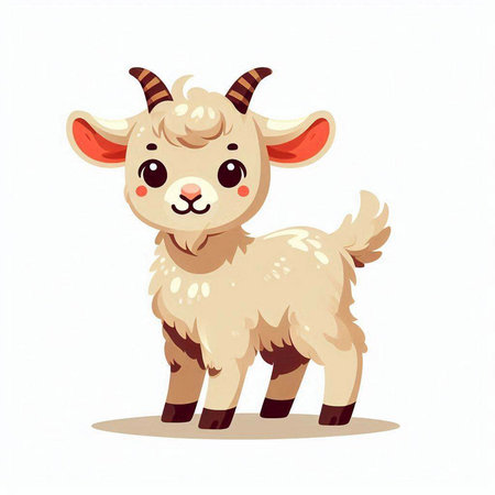 Cute cartoon goat. Vector illustration isolated on a white background.のイラスト素材