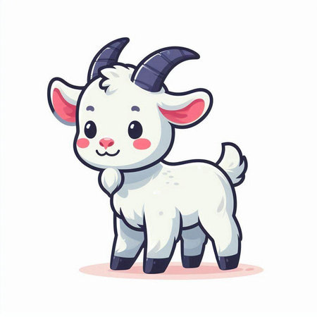 Cute cartoon goat. Vector illustration isolated on a white background.のイラスト素材