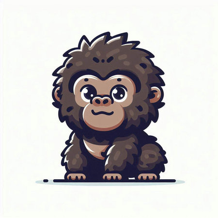 Vector illustration of a cute cartoon gorilla. Isolated on white background.のイラスト素材