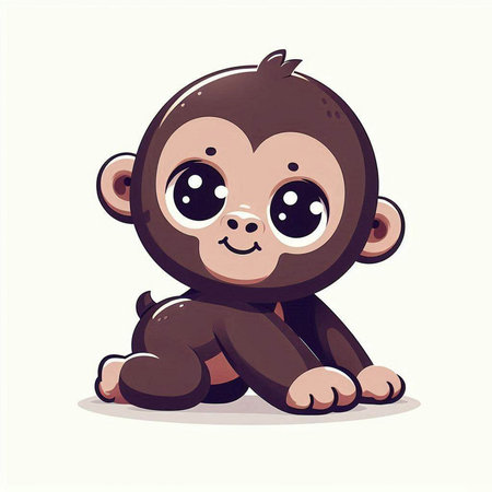 cute little monkey on white background, vector illustration, eps10のイラスト素材