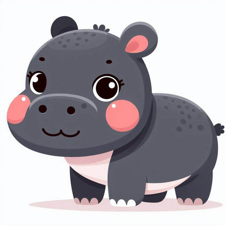Cute hippopotamus on a white background. Vector illustration.のイラスト素材