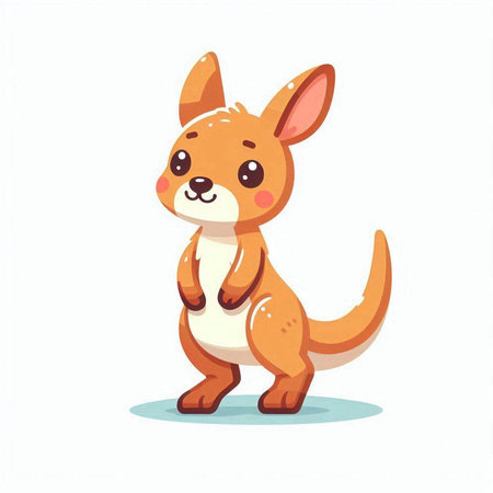 Cute kangaroo cartoon vector illustration. Cute kangaroo animal character.のイラスト素材
