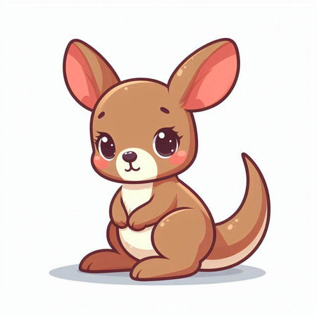 Cute kangaroo cartoon vector illustration isolated on white background.のイラスト素材